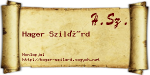 Hager Szilárd névjegykártya